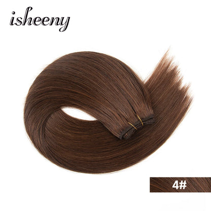 Straight Human Hair Weaves Brazilian Remy Human Hair Bundles Sew In Weft Extensions Straight Blonde 50g 12"-24" Natural Hair