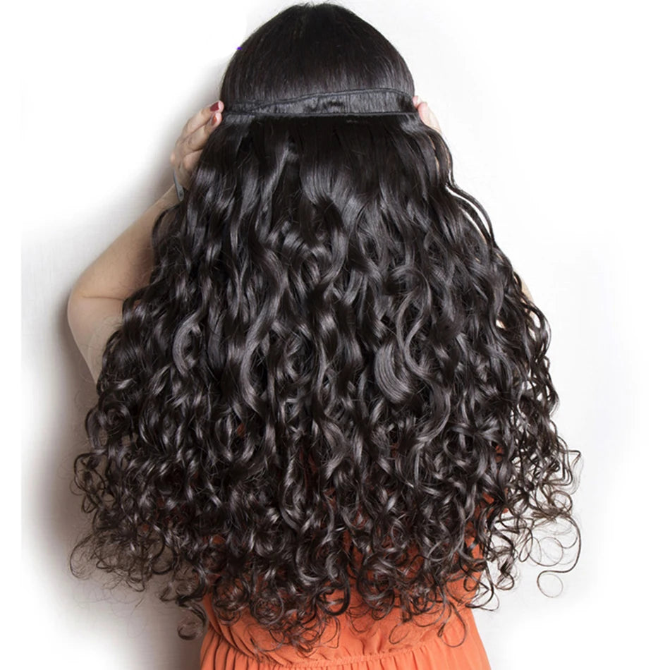 Water Wave Bundles Human Hair Peruvian Wet and Wavy Hair Bundles 30 Inch Long 1/3/4 Bundles Deal RemyCurly Human Hair Extensions