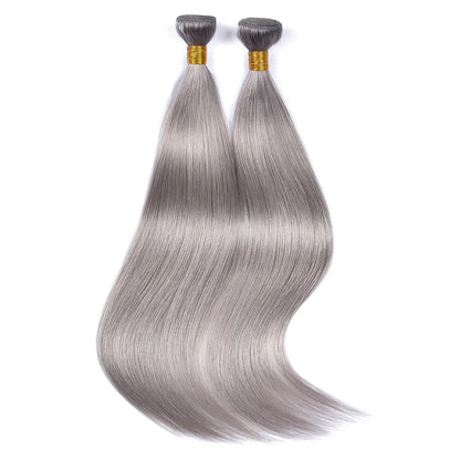 Gray Hair Weft Bundles Brazilian Grey Straight Human Hair Bundles Three Pieces Hair Weaving HairUGo Brazilian 10-30 Inches