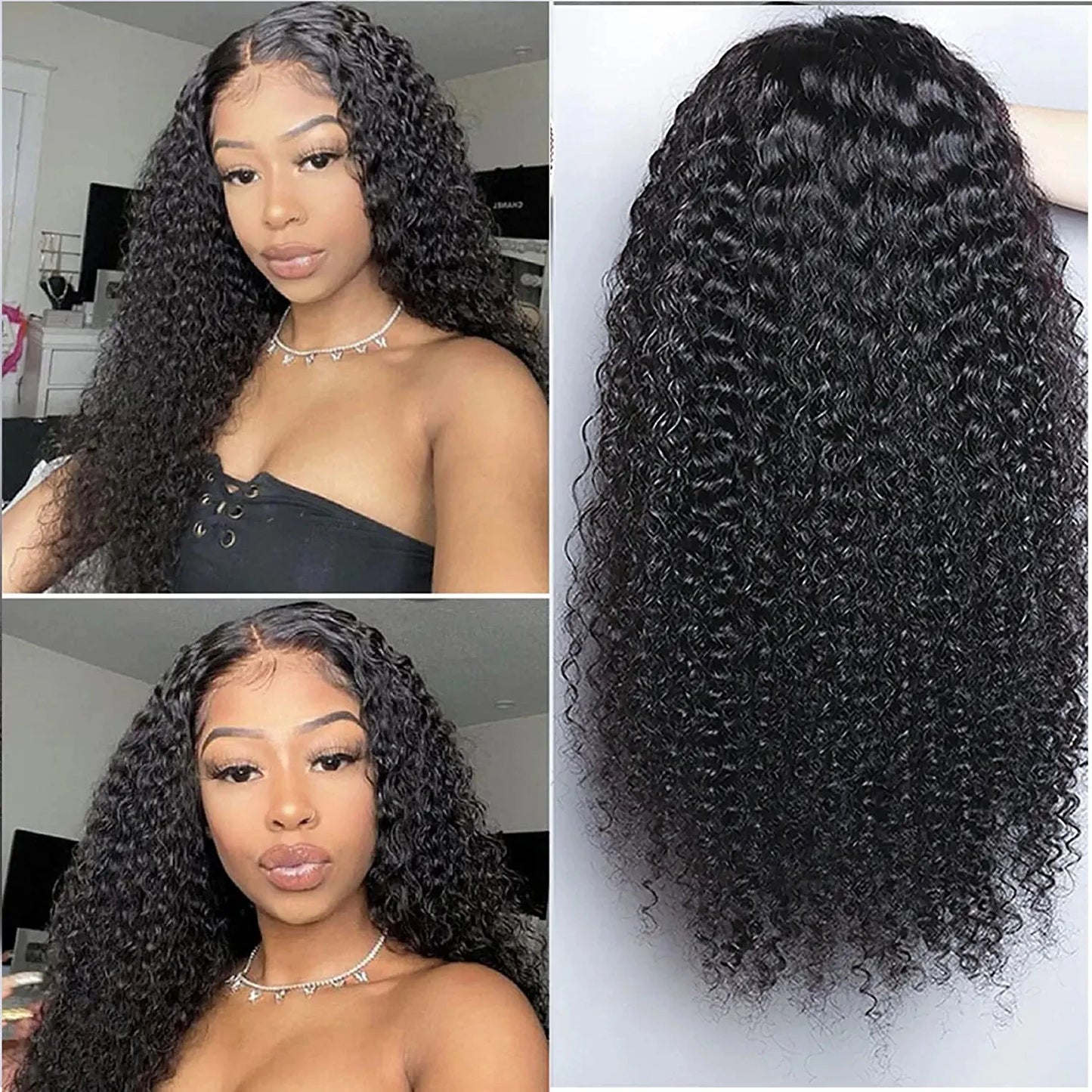 QT Brazilian 13x4 Kinky Curly Lace Front Wigs Transparent Lace Frontal Curly Wigs For Black Women Pre Plucked With Baby Hair