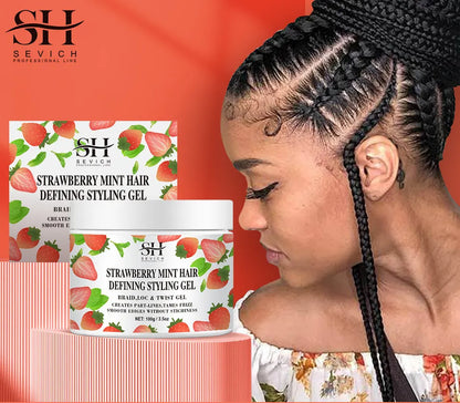 Strawberry Mint Hair Styling Gel Hair Pomade Professional Edge Control Wax for Wigs Women Lasting Edges Control Hair Wax Cream