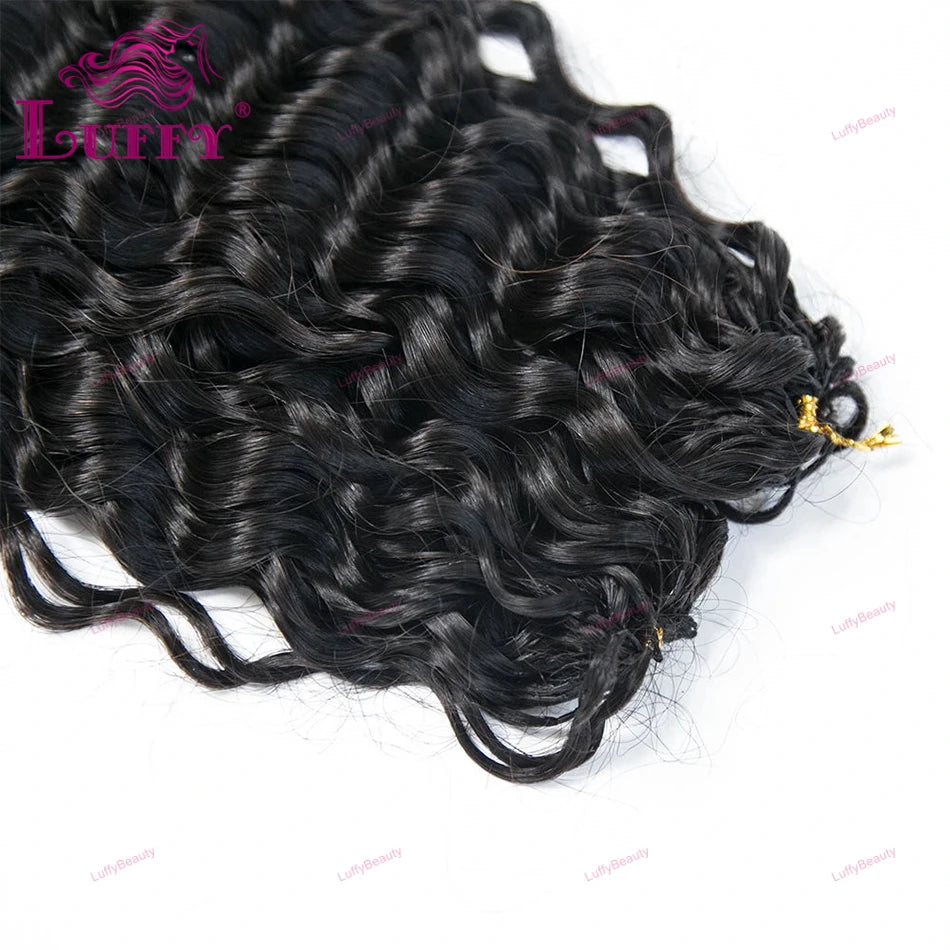 Curly Crochet Human Hair Extensions Knotless Pre-Separated Human Hair Water Wave Feather Hair Extensions 120g 100strands