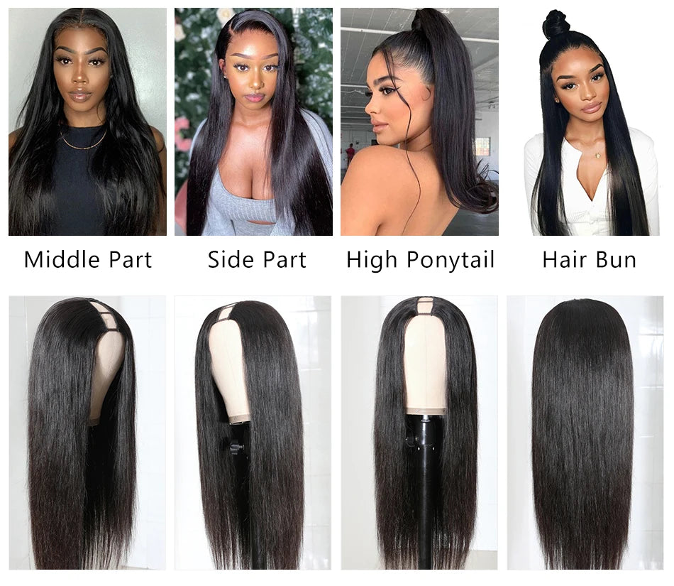 Straight Wigs Cheap U Part Wig Brazilian Human Hair Wigs For Women Virgin Hair Hot Sale Middle U Shape Wig 180 Density Wholesale