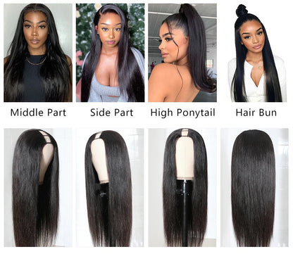 Straight Wigs Cheap U Part Wig Brazilian Human Hair Wigs For Women Virgin Hair Hot Sale Middle U Shape Wig 180 Density Wholesale