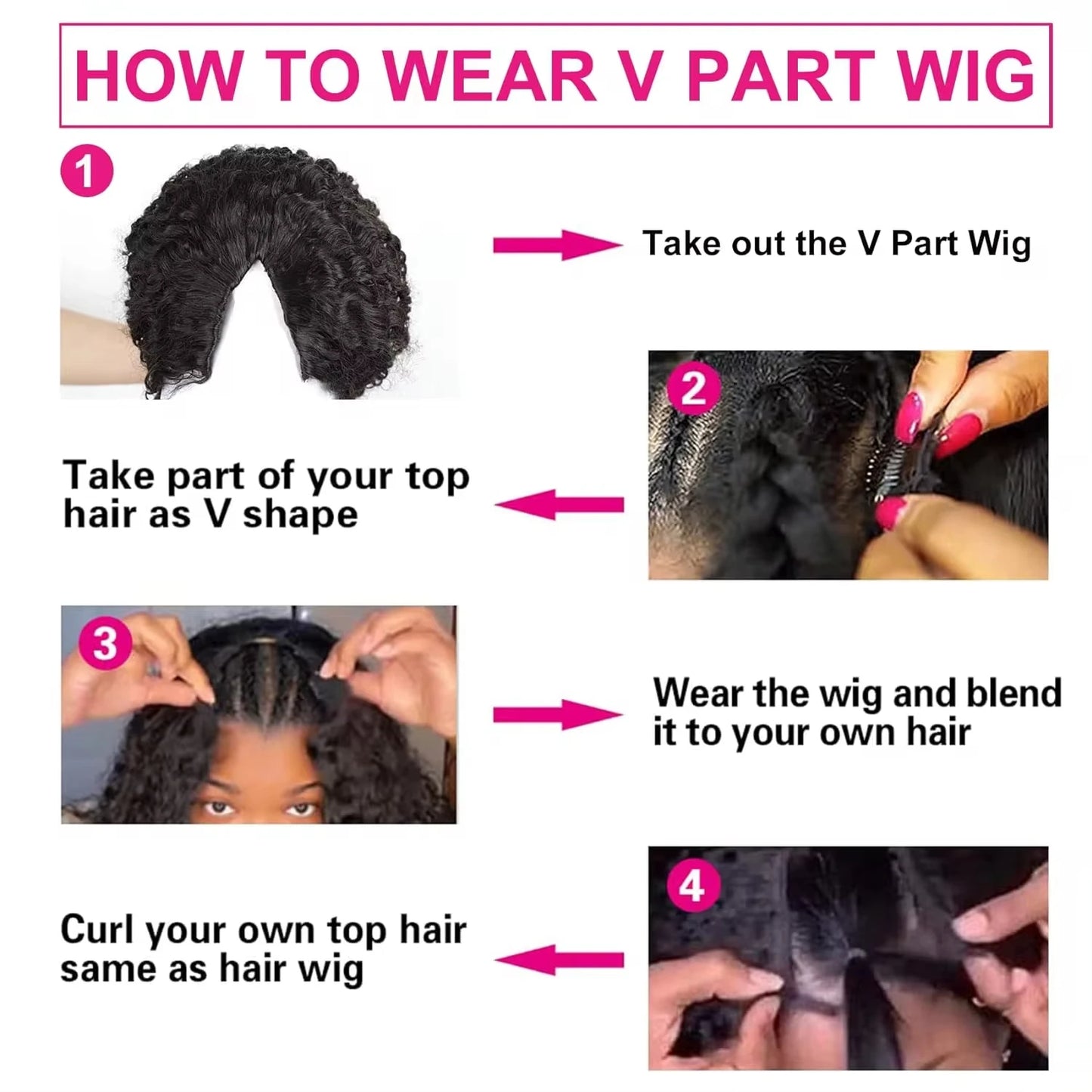 Curly V Part Wig Human Hair 180% V Part Human Hair Wigs for Women Brazilian Remy Water Wave V Part Wig on Sale