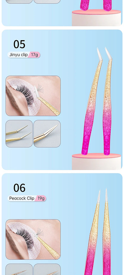 1 Pc Eyebrow Tweezers for Lashes Artists Ice Flower Anti-Static Stainless Steel Eyelash Extension Makeup Tweezer Tools