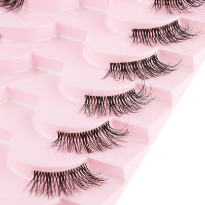 Cat Eye Lash 3/5/10 Pairs Half Lashes Natural Long False Eyelashes Wispy 3D Mink Lashes Volume Faux Cilios Extension Makeup Tool