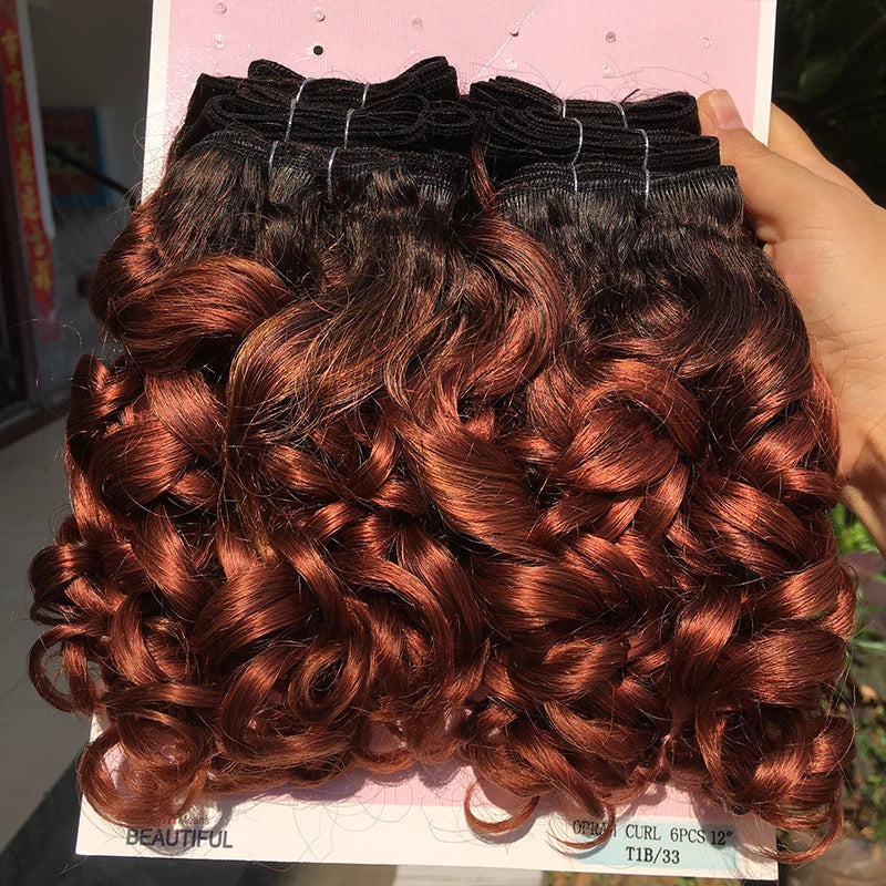 Human Hair Bundles 6 Bundles Ombre Bouncy Curl Bundles For Women Natural Brazilian Hair Weaves 200G For A Full Head Blonde T1B30