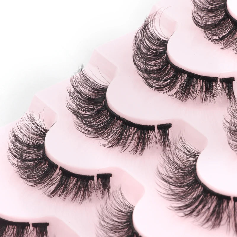 Natural Short False Mink Lashes 3/5/10 Pairs Extensions Eye Hair False Eyelashes 3D Faux Cils Soft Fluffy Eye Lashes for Beauty