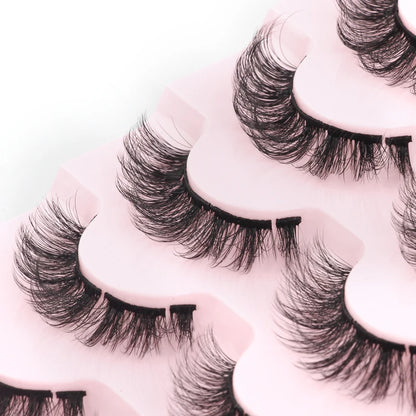 Natural Short False Mink Lashes 3/5/10 Pairs Extensions Eye Hair False Eyelashes 3D Faux Cils Soft Fluffy Eye Lashes for Beauty