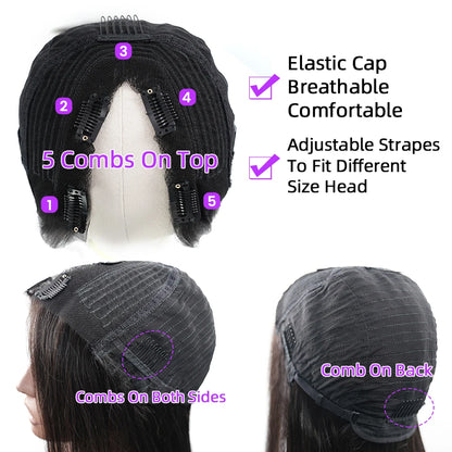 V Part Wig Human Hair Full Machine Made No Leave Out Afro Kinky Curly Human Hair Wigs for Women V Part Kinky Curly Wigs 180%