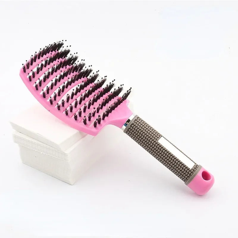 Hairbrush Bristle&Nylon Women Wet Curly Detangle Hair Brush Hair Brushes Scalp Massage Comb for Salon Hairdressing Styling Tools