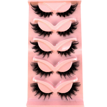 New 5 Pairs Cat Eye Lashes Faux Mink Eyelashes Natural long Manga Lashes Winged End Eye Elongated Eyelashes Fake Lashes Makeup