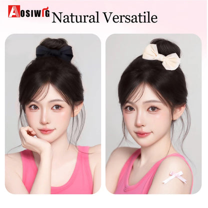 synthetic Half-tie Hair Claw Feather Shuttlecock Head Lazy Meatball Head Crab Clip Wig Catch Clip High Ponytail Hair Accessories