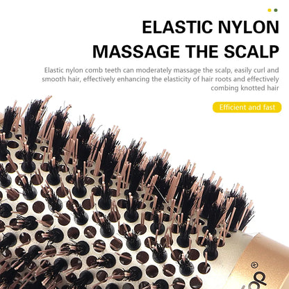 New Handle Round Rolling Brush Straight Twill Hair Comb Boar Bristle Round Barrel Hair Curling Brush Hairdressing Styling Tool