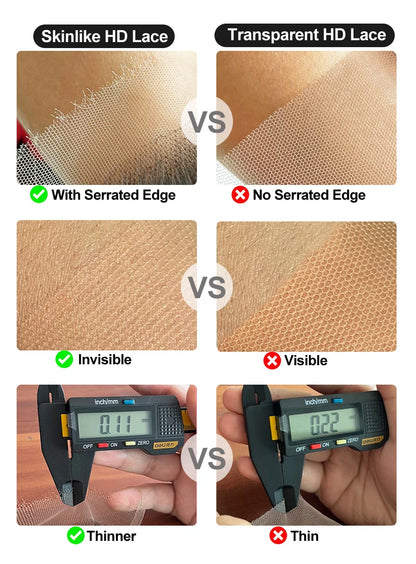 7x7 6x6 5x5 HD Lace Closure Pre Plucked Full 13x4 13x6 HD Lace Frontal Only Small Knots HD Lace Melt Skins Human Hair For Women