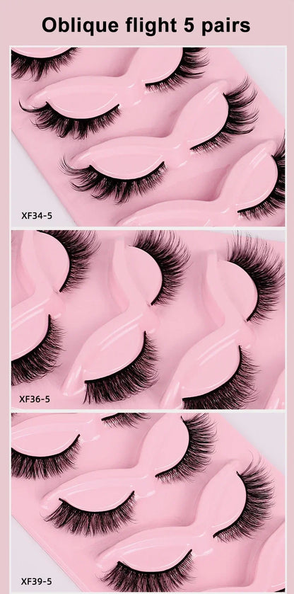 5 Pairs Cat Eye Lashes Faux Mink Eyelashes Natural long Manga Lashes Winged End Eye Elongated Eyelashes Fake Lashes Makeup