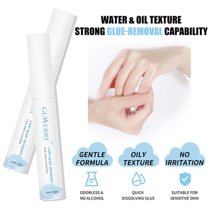GEMERRY DIY 5ml Lash Glue Remover for Eyelash Extensions Self-Use Remover  Gentle Non-irritating Cluster Segment Lash Remover