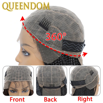 Full Lace Wigs for Black Women Short Bob Braided Wigs Knotless Box Braids 360 Lace Front Wigs Cornrow Synthetic Wigs 12 Inch