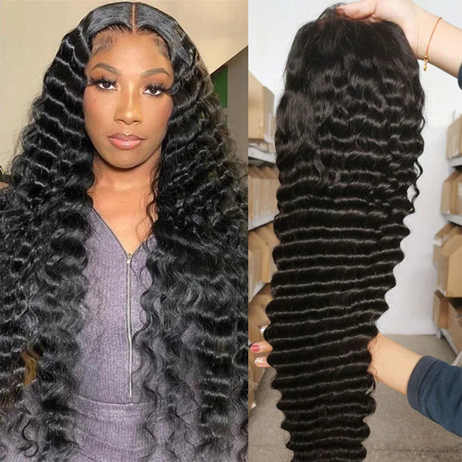 Loose Deep Wave Wigs 13x4/13x6 Transparent Lace Front Human Hair Wigs Pre Plucked Brazilian Deep Curly Lace Front Wigs for Women
