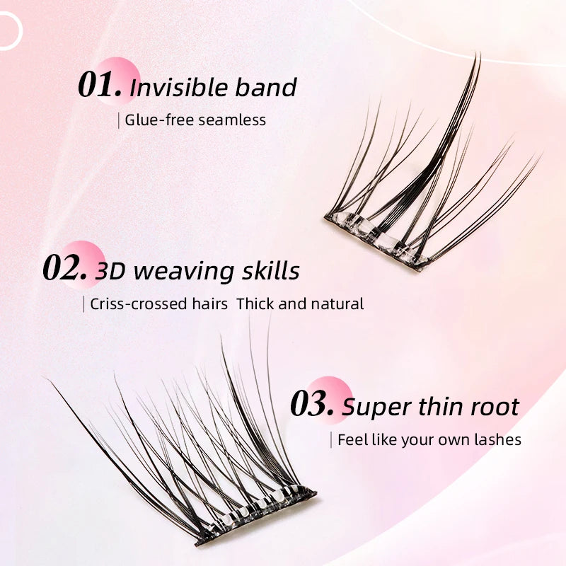 Yelix Self-adhesive Glue Free False Eyelashes Reusable DIY Segmented DIY Lashes Clusters No Glue Needed Natural Soft Lashes