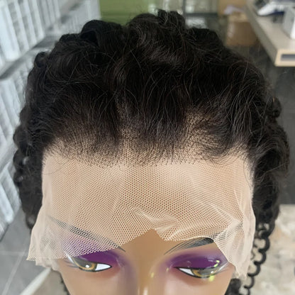 Raw Vietnamese Hair 250 Density 100 Human Hair Lace Frontal Wigs Kinky Straight Natural Black Bob Wig Lace Front Human Hair Wigs