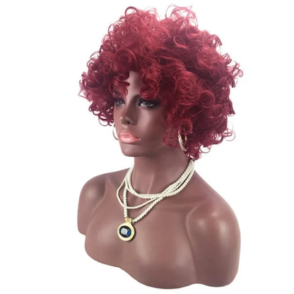 Kinky Curly Wig Short Synthetic Hair Red Wigs for Women Wave Wig
