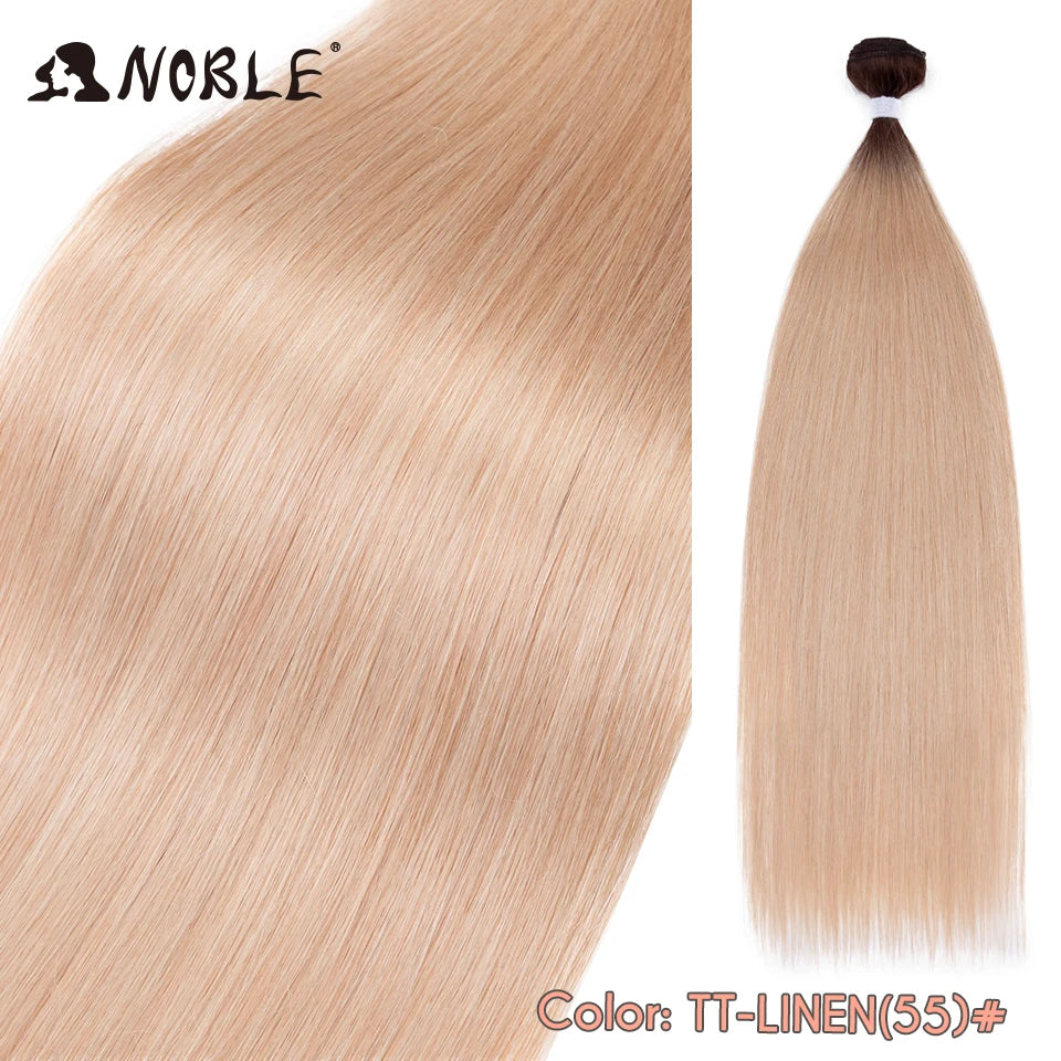 Straight Hair Extensions Bundles With Frontal Closure Synthetic Hair Bundles Salon Natural Hair Yaki Straight High Temperature