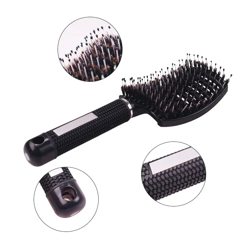 Hair Brush Scalp Massage Comb Hairbrush Boar Bristle Nylon Women Wet Curly Detangle Hair Brush Salon Hairdressing Styling Tool