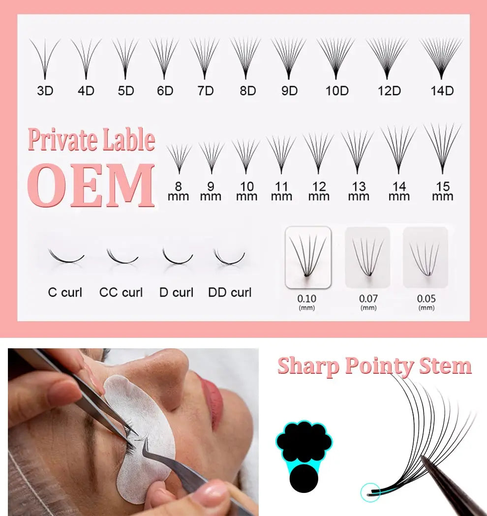 Wispy Premade Fans Pointy Base 5D/7D/9D Russia Volume Handmade Natural False Eyelash Extension Individual Lashes Faux Mink Lash