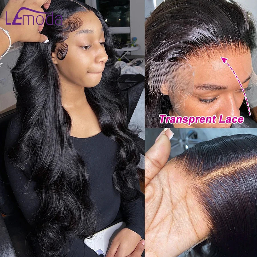 13x6 Lace Full Frontal Wigs Human Hair Body Wave 250% Density Brazilian Virgin Hair Preplucked Transparent Lace 13x4 Frontal Wig