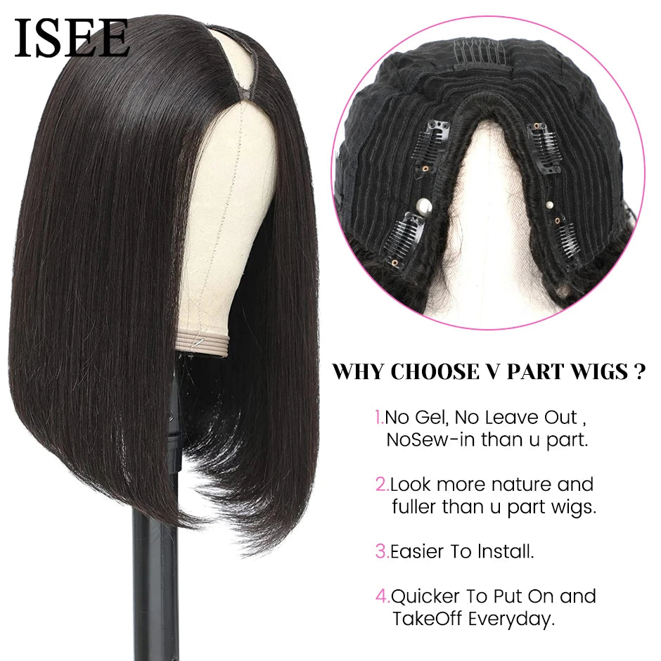 V Part Wig Human Hair No Leave Out Brazilian Straight Human Hair Wigs for Women Wigs Glueless Virgin 180%% Density