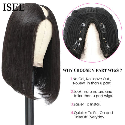 V Part Wig Human Hair No Leave Out Brazilian Straight Human Hair Wigs for Women Wigs Glueless Virgin 180%% Density