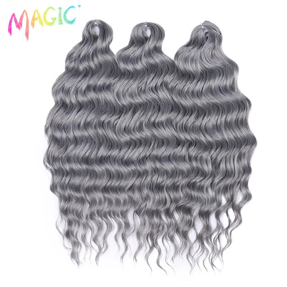 Magic Hair Synthetic Loose Deep Wave Braiding Hair Extensions 24 Inch Water Wave Braid Hair Ombre Blonde Twist Crochet Curly Hai