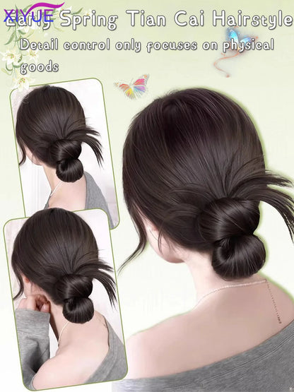 synthetic Half-tie Hair Claw Feather Shuttlecock Head Lazy Meatball Head Crab Clip Wig Catch Clip High Ponytail Hair Accessories