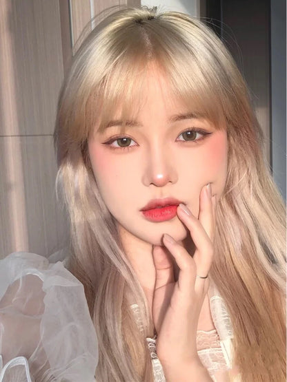 Whtie Wig with Bangs Long Straight Cosplay Wig for Party Fashion Lolita Headband Synthetic Wigs for Women