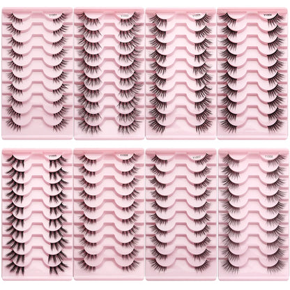 Cat Eye Lash 3/5/10 Pairs Half Lashes Natural Long False Eyelashes Wispy 3D Mink Lashes Volume Faux Cilios Extension Makeup Tool