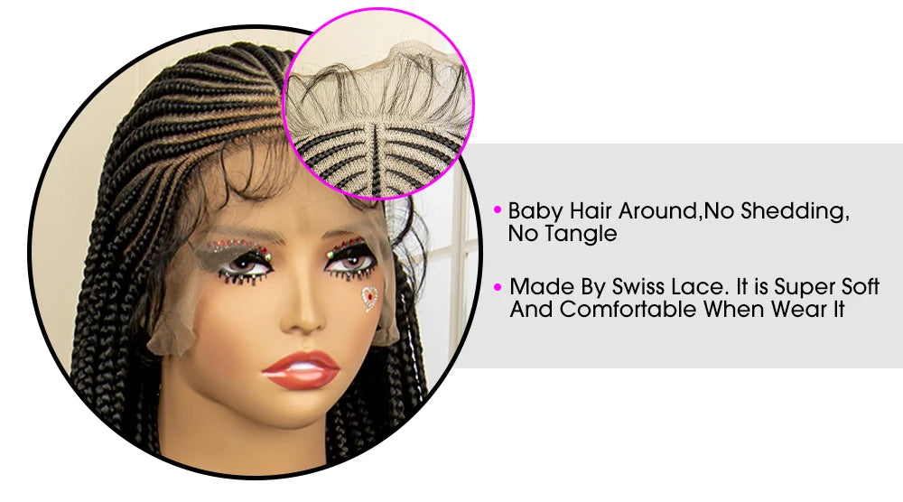 Full Lace Braided Wig Synthetic Braid Wigs Lace Frontal Wig with Baby Hair Box Braided Wig for Black Women Knotless Braid Wigs