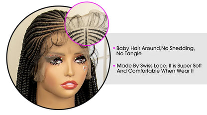 Full Lace Braided Wig Synthetic Braid Wigs Lace Frontal Wig with Baby Hair Box Braided Wig for Black Women Knotless Braid Wigs