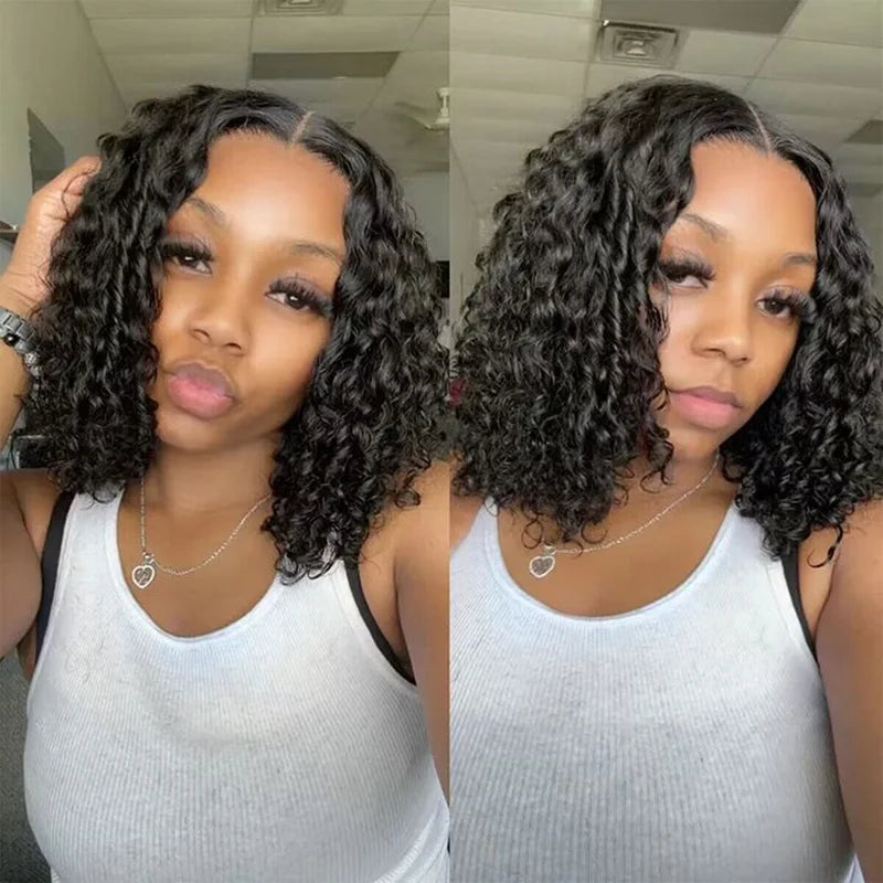 Wear And Go Water Wave Wig ISEE Hair Glueless Bob Wig Lace Front Human Hair Wigs Preplucked Pre Bleached Knots Ready To Wear