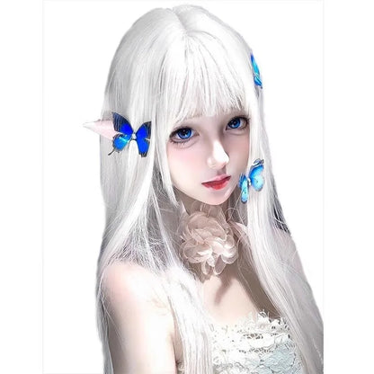 White long straight hair synthetic wig | high quality breathable inner mesh suitable for daily wear