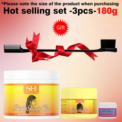 Edge Control Gel Set Hair Braiding Gel Biotin Anti Break Hair Wax Non-Greasy Hair Styling Cream Anti-Frizz Wax Stick For Wig