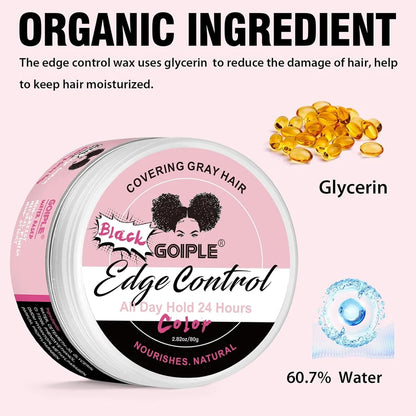 Edge Control Wax for Women Strong Hold Non-greasy Covering Gray Hair Edge Styling Gel for Black No Flaking Hairstyles Pomade
