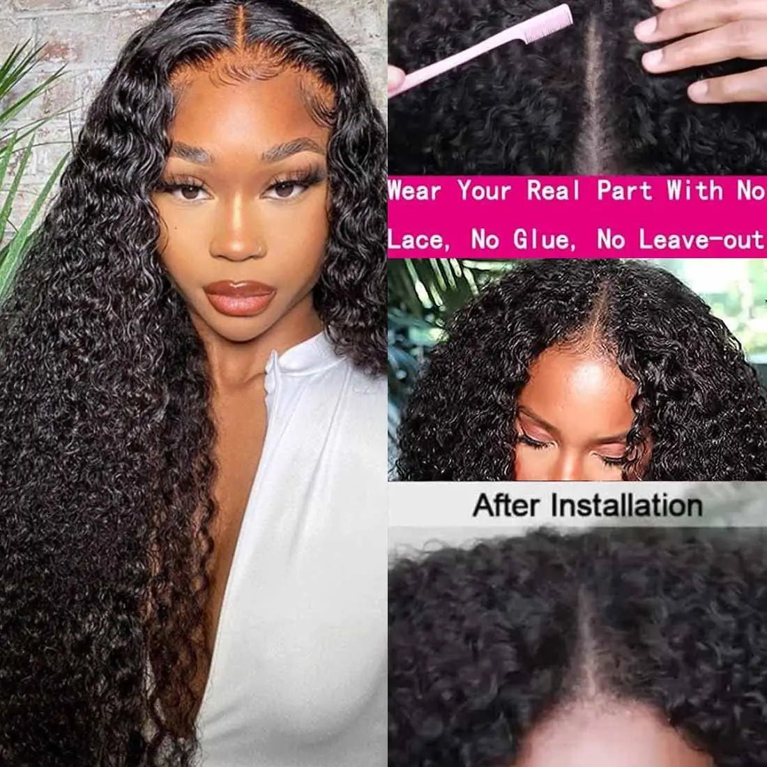 V Part Water Wave Human Hair Wigs No Leave Out 18-32 Inch Curly V Part Wigs Water Wave Malaysia V part Human Hair For Women