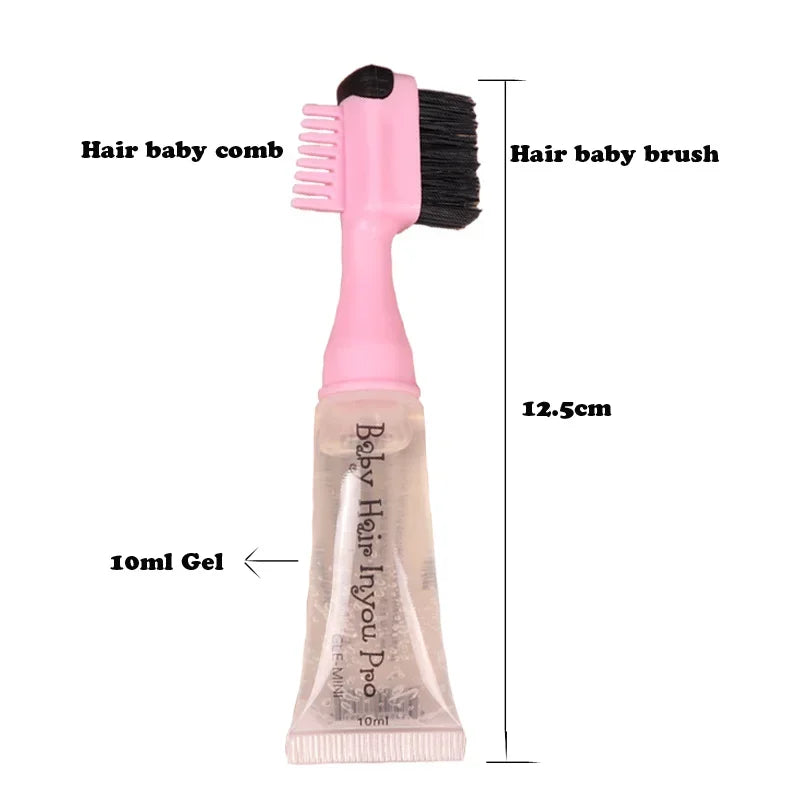 *Hair Styling Edge Control Gel With Brush For Baby Hair Portable Hair Fixative Gel Hair Cream For Natural Hair Africa 10Ml