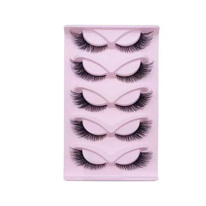 5 Pairs Cat Eye Lashes 21mm Long Lashes Cat Eye Look Wispy Lashes Eye End Elongated Strip Thick False Eyelashes