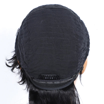 Human Hair Mullet Wig With Bangs  Dovetail Natural Black Pixie Cut Full Machine Made Wigs