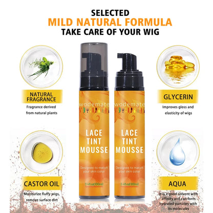 Lace Tint Mousse Easy Tinting Lace Tint Spray For Wigs Quick-Drying and Safe and Convenient Dyed Mousse Foam Sweat Resistant