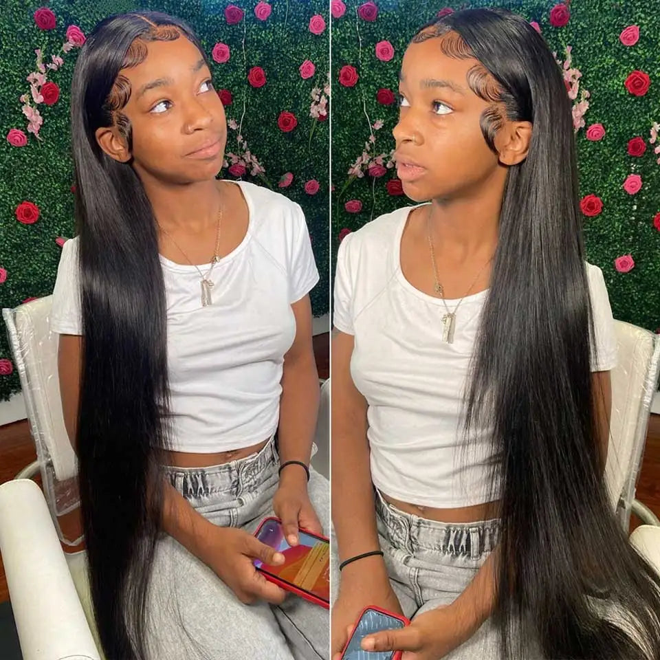 13x4 13X6 Hd Lace Frontal Wig Cheap 34 Inch Peruvian Straight Lace Front Wigs Human Hair Brazilian Bone Straight Human Hair Wigs