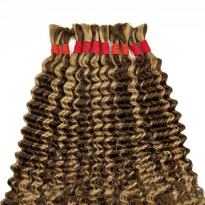 Deep Wave Bulk Human Hair for Boho Braids No Weft 100% Virgin Human Hair Bulk for Braiding Curly Extension Bundles for Women